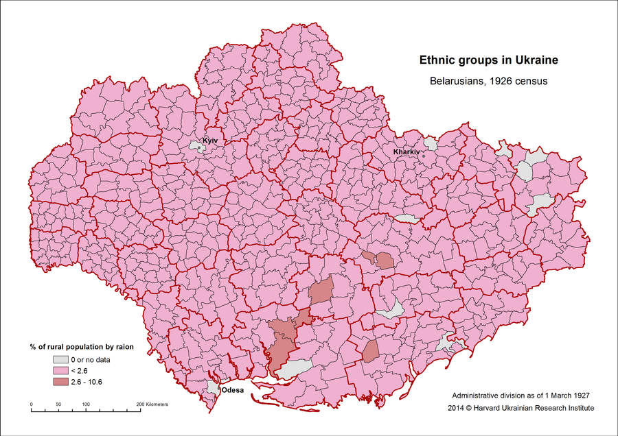 Ethnic Groups in Ukraine, Belarusians, 1926 census