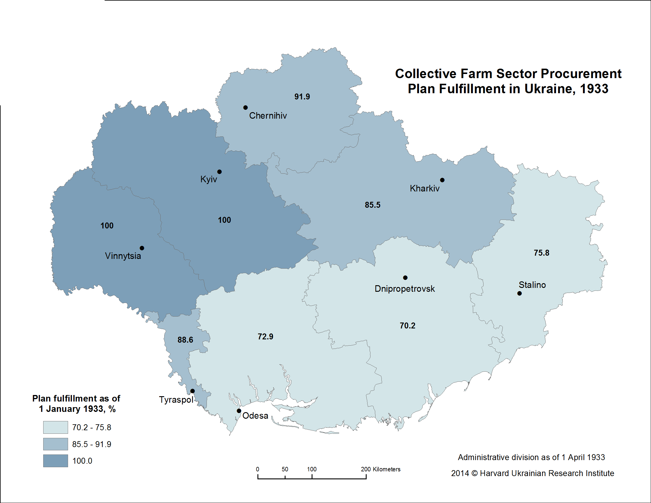 1. Collective Farm Sector Procurement Plan Fulfillment in Ukraine, 1933