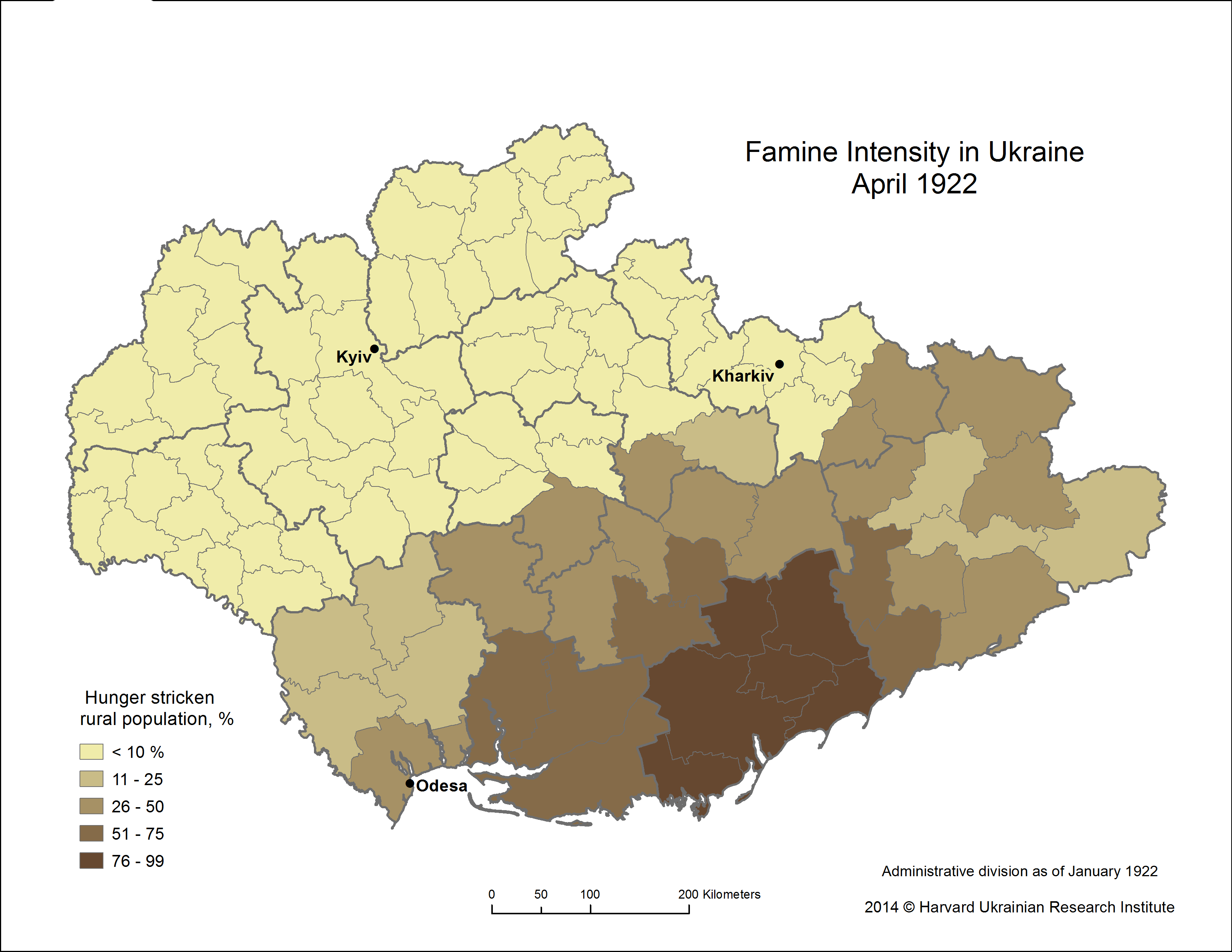 2. Famine Intensity in Ukraine, April 1922