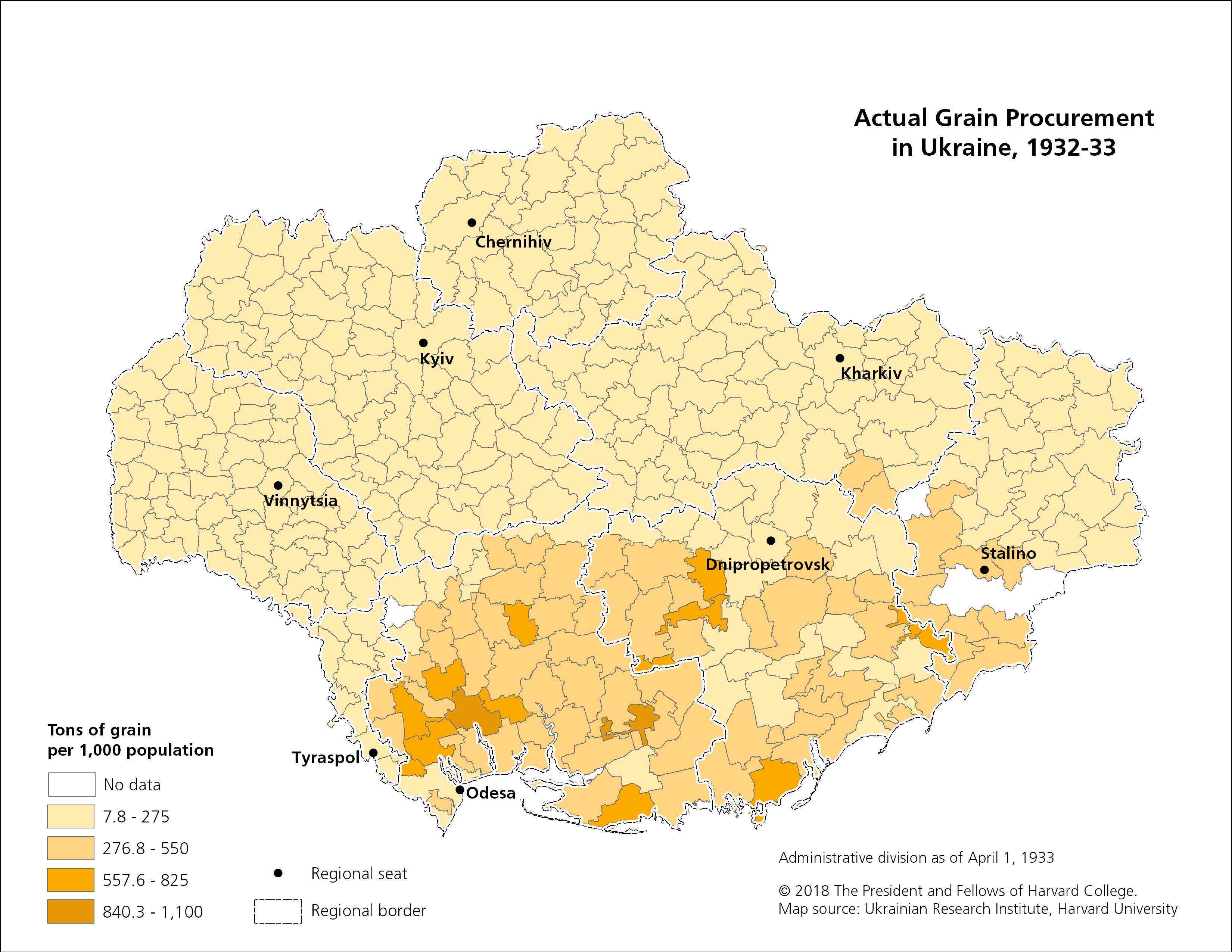 9. Actual Grain Procurement in Ukraine, 1932-33