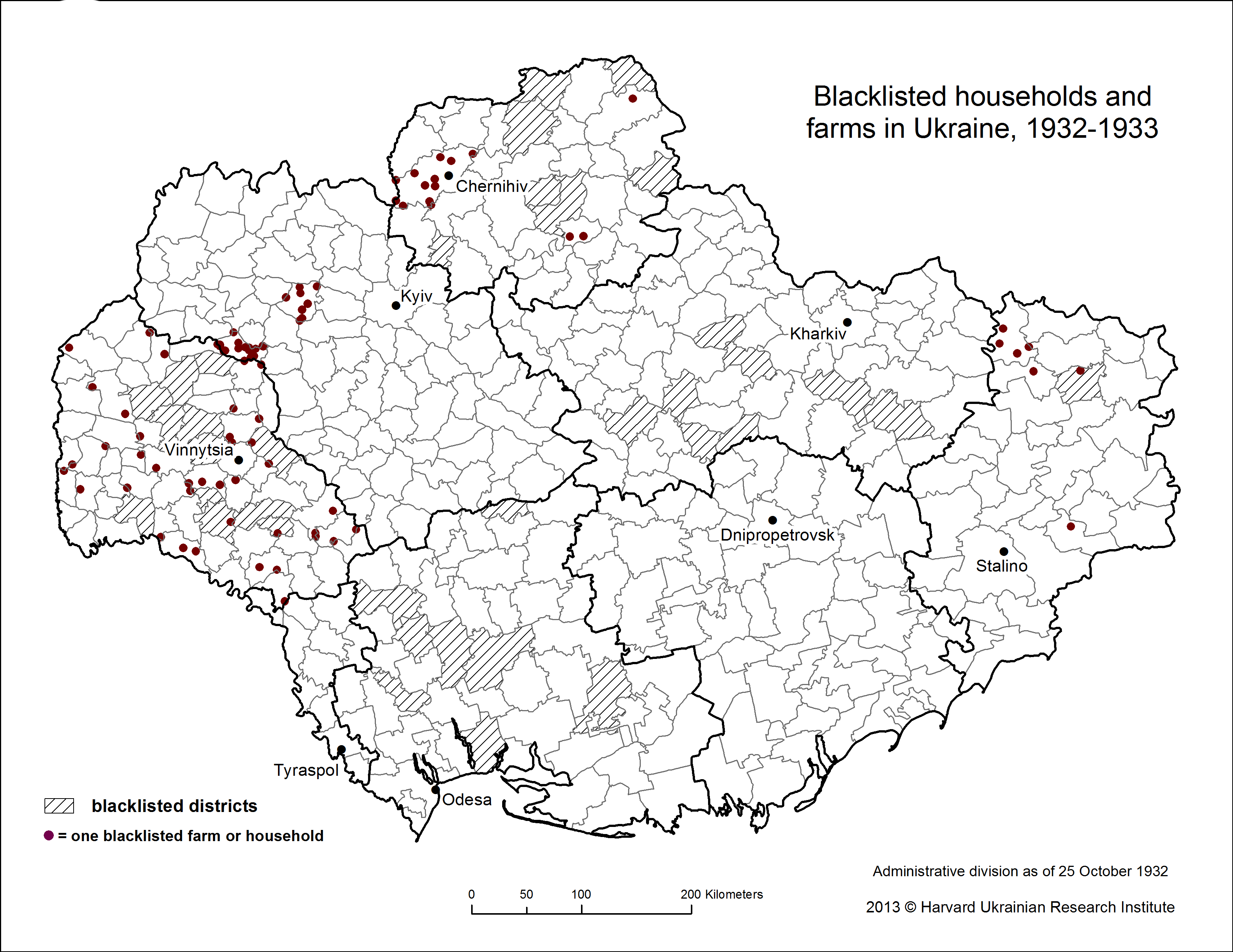 Blacklisted Households and Farms in Ukraine, 1932-1933