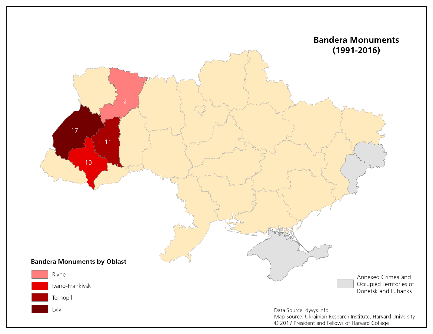 Map: Bandera Monuments (1991-2016)