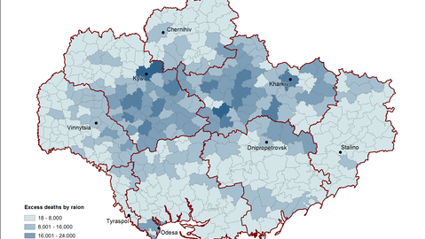 Map of Total Direct Famine Losses of Population by Raion in Ukraine for 1933