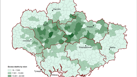 Map of Rural Direct Famine Losses of Population by Raion in Ukraine for 1933