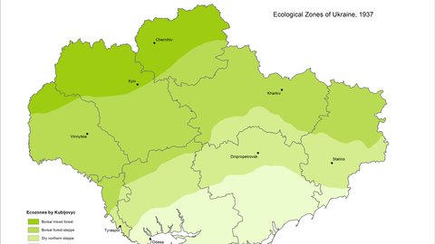 Map: Ecological Zones of Ukraine by Kubijovyc, 1937