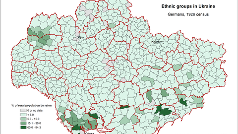 Map of Ethnic Groups in Ukraine, Germans, 1926 census