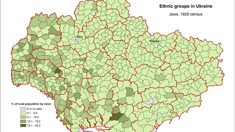 Map of Ethnic Groups in Ukraine, Jews, 1926 census