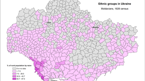 Map of Ethnic Groups in Ukraine, Moldavians, 1926 census