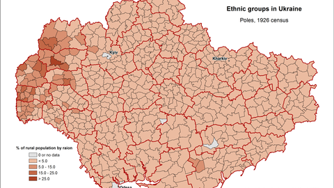 Map of Ethnic Groups in Ukraine, Poles, 1926 census