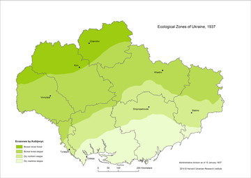 Map of ecological zones of Ukraine, 1937